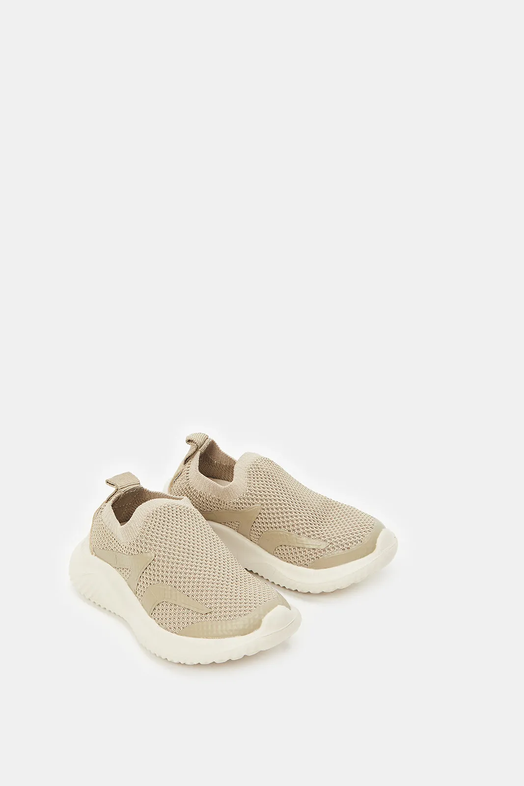 Boys Beige Slip-On Sneakers