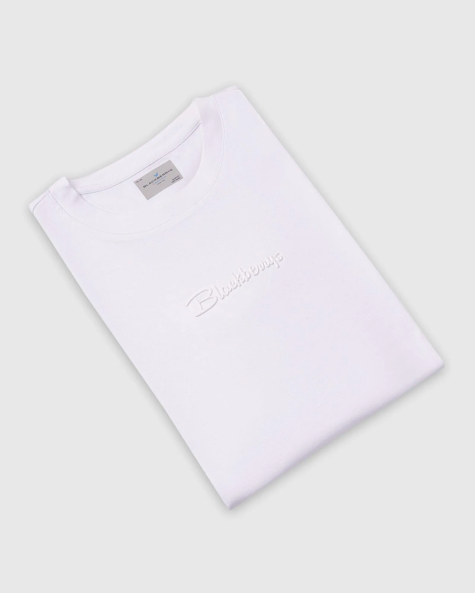 Crew Neck White Solid T-Shirt - Elijah