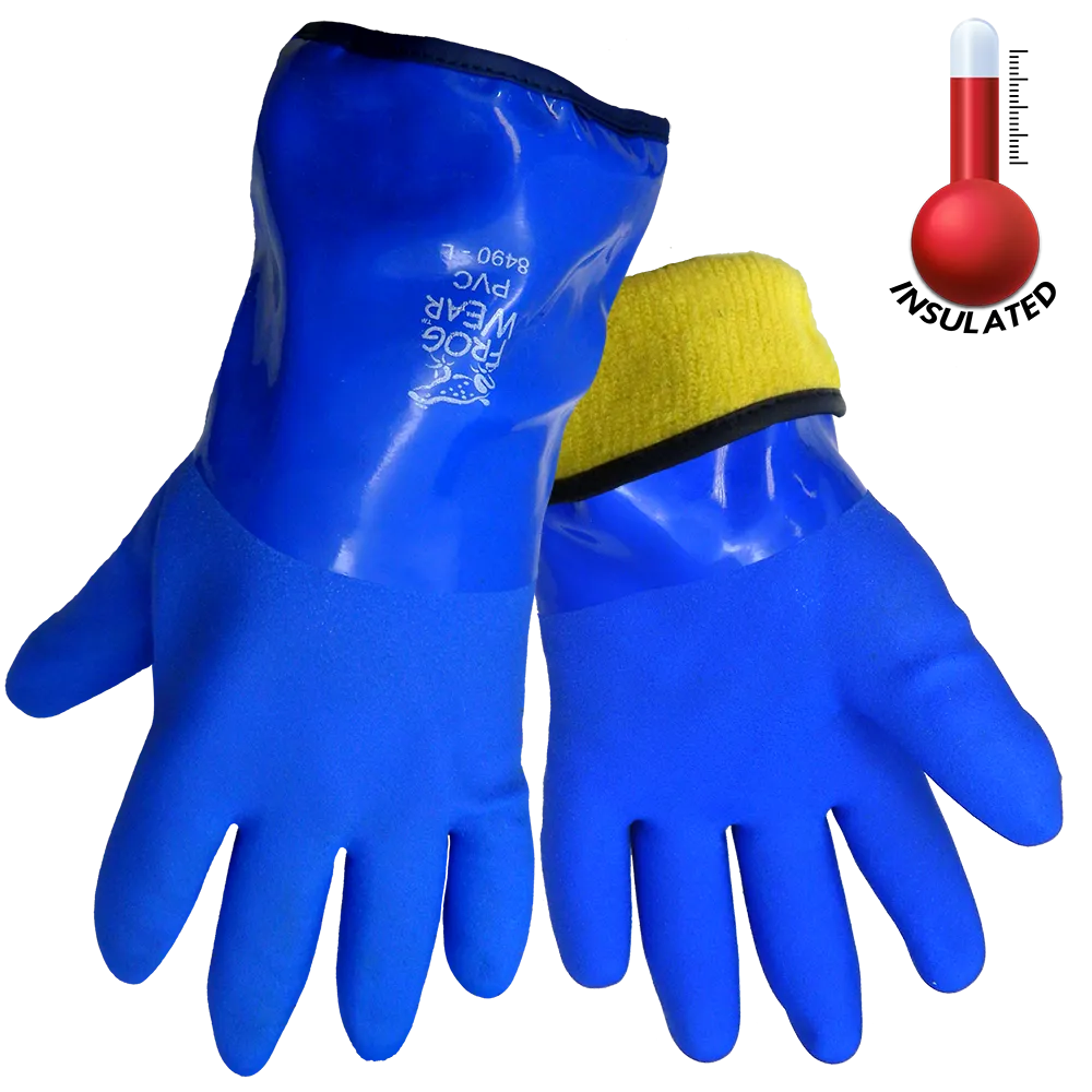 Frogwear® 8490 Waterproof Insulated Triple Dipped PVC  Chemical Resistant Gloves