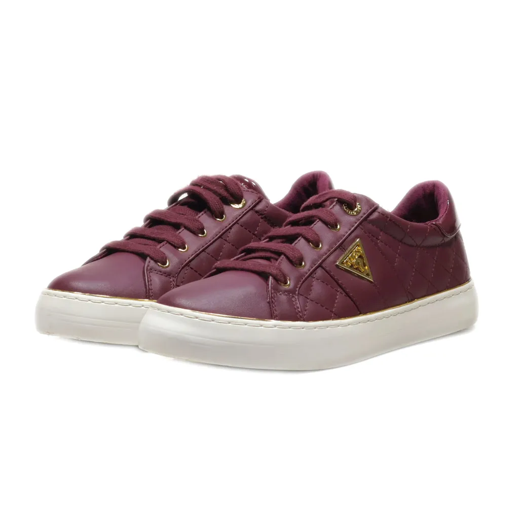 Guess Low-Top Sneakers Leather Maroon Colour For Women