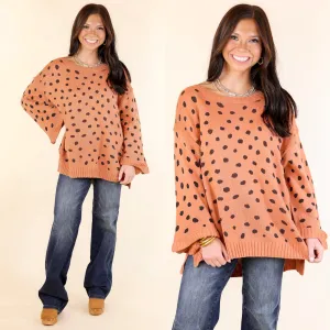 Iced Latte Love Wide 3/4 Sleeve Polka Dot Sweater in Clay Orange