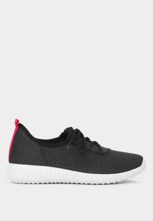 Knitted Black Walking Sneakers