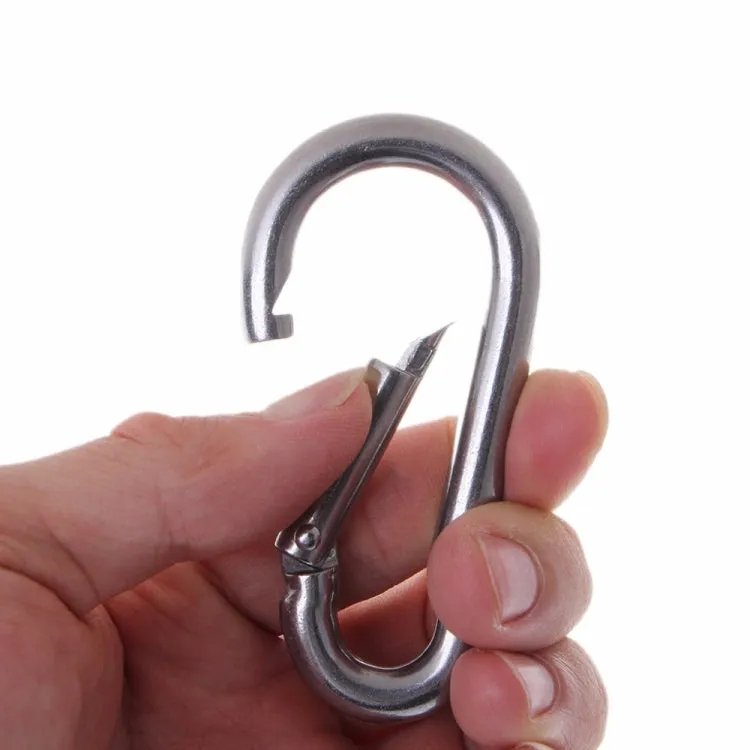 M8 Stainless Steel Carabiner Spring Hook Multi-tool Mountaineering Buckle Lock Camping Hook Rope, Inner Diameter: 7.82mm