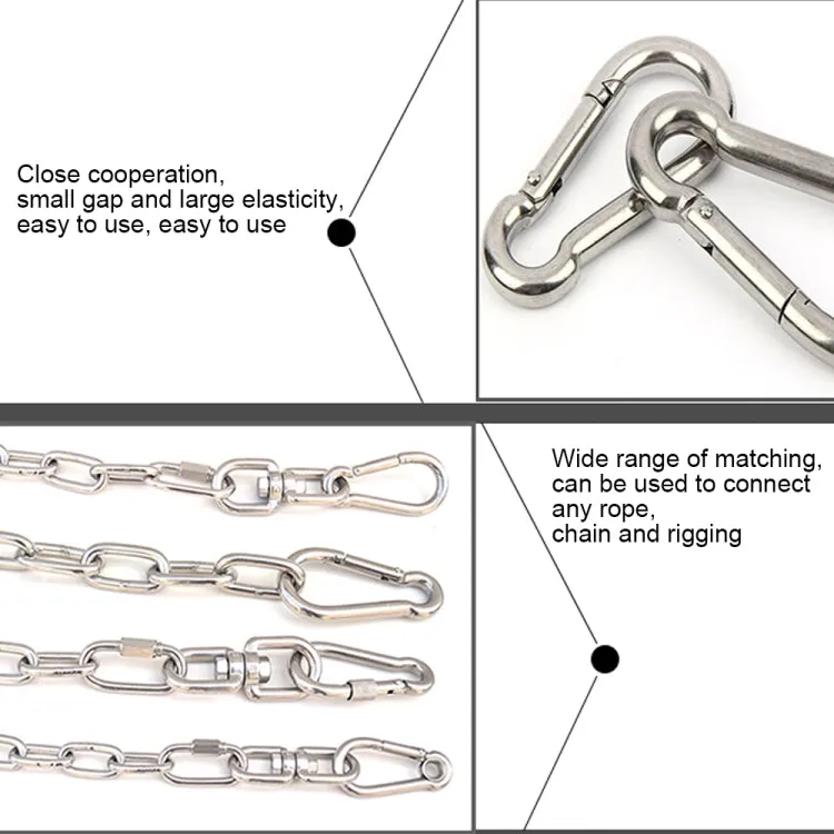 M9 Stainless Steel Carabiner Spring Hook Multi-tool Mountaineering Buckle Lock Camping Hook Rope, Inner Diameter: 8.84mm