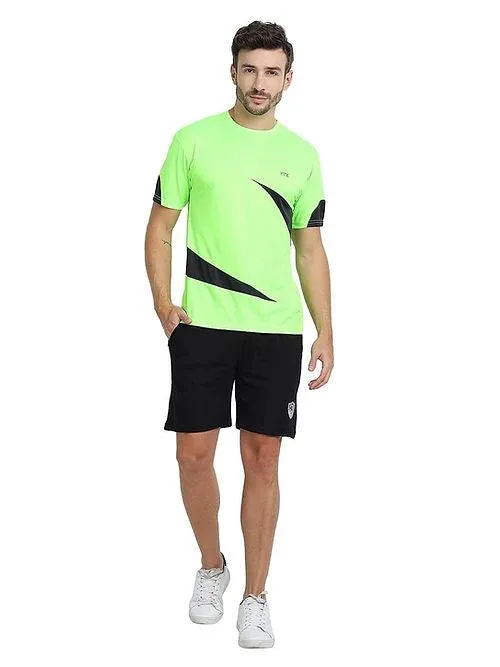 Men's Bi-Color Dri-FIT T-Shirt (Lime Green & Charcoal) - Workout & Everyday Comfort