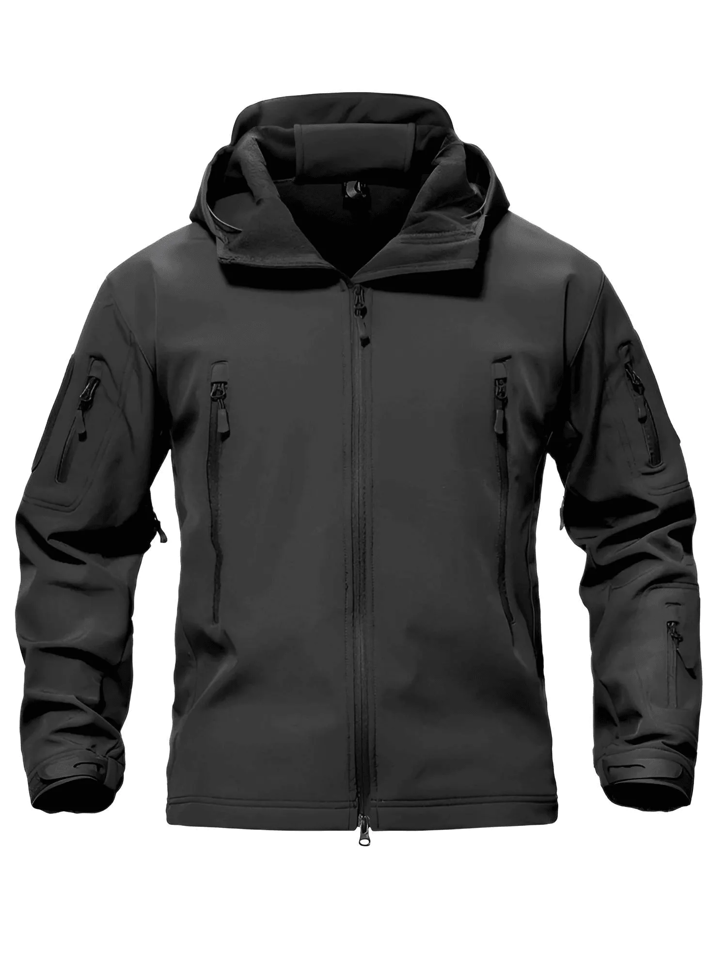 Men's Winter Jacket - Water-Resistant Soft Shell Coat with Hood & Fleece Lining