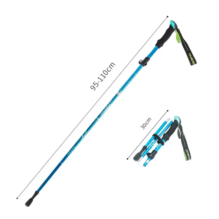 TANERDD TR-D0001 Trekking Poles Aluminum Alloy Folding Outdoor Handrails Trekking Walking Sticks(Short Model (Sky Blue))