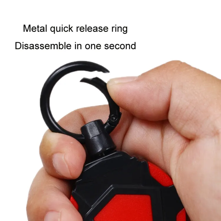 Telescopic High Resilience Steel Wire Rope Metal Anti-theft Buckle(Quick Release Ring Black Red)