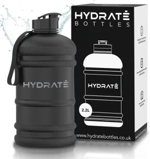 XL Jug 2.2 Litre Water Bottle - BPA Free with Handle and Flip Cap for Daily Use - Hydration Bottle for Active Lifestyles - Reliable Water Bottle for Gym, Travel, and Outdoor Use (Matte Black)