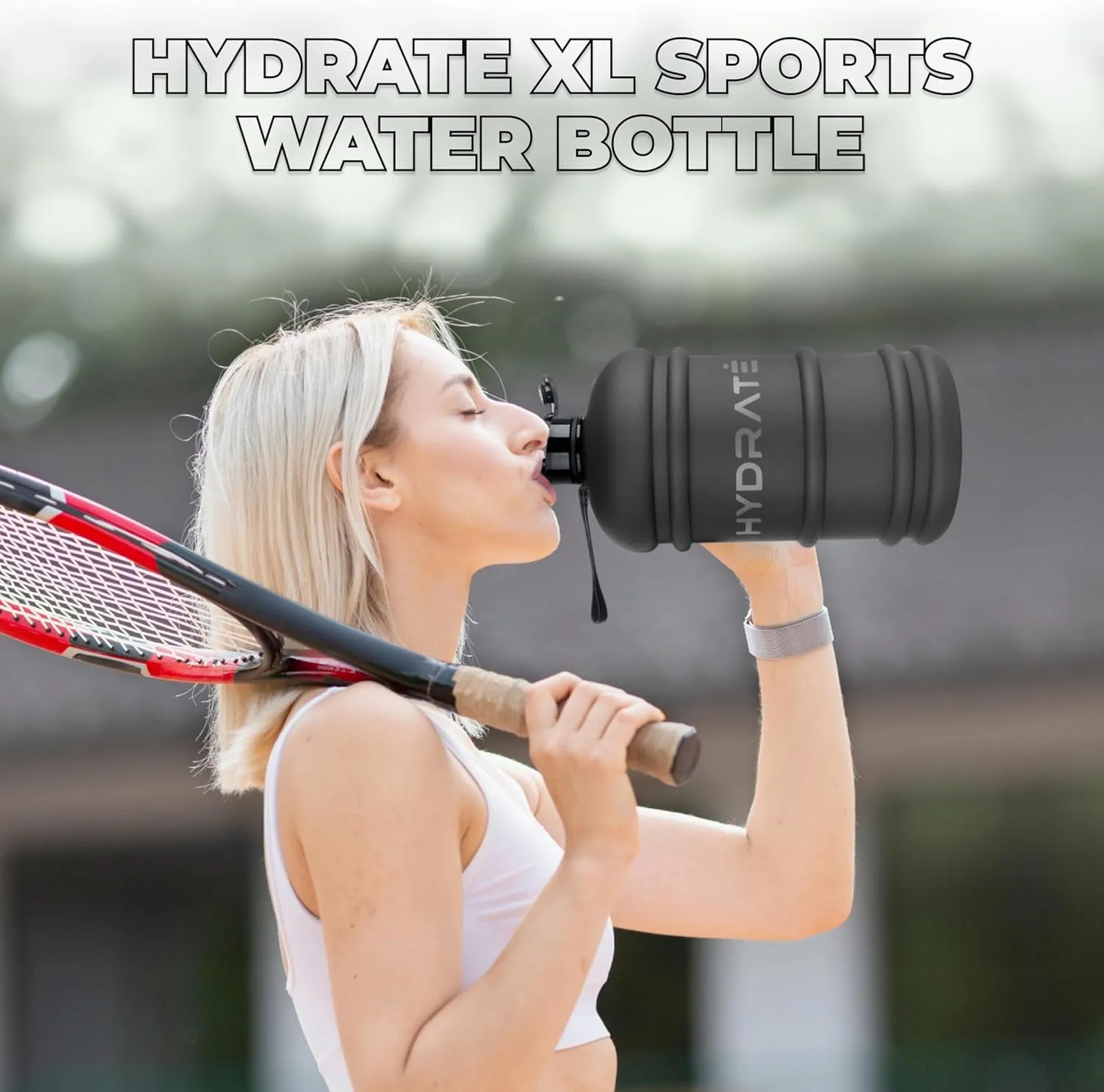 XL Jug 2.2 Litre Water Bottle - BPA Free with Handle and Flip Cap for Daily Use - Hydration Bottle for Active Lifestyles - Reliable Water Bottle for Gym, Travel, and Outdoor Use (Matte Black)